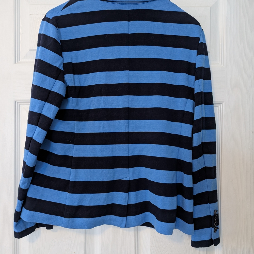 Talbots Women's Comfortable Striped Blazer in Blue and Black Size Large Petite - Picture 2 of 5